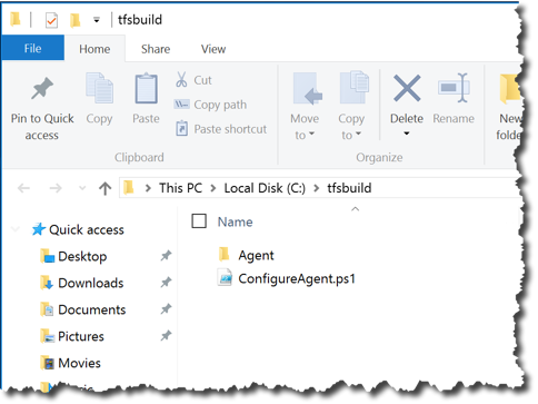 The contents of the TFS2015 agent zip