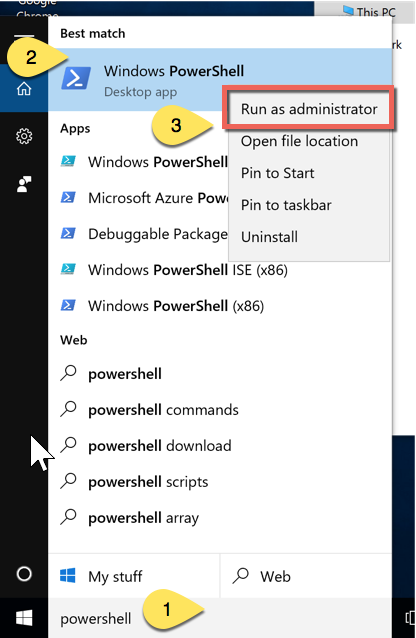 Run PowerShell in Administrator mode