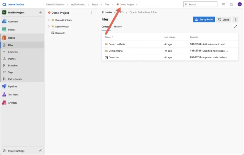 Here's your the new Git repository that was imported from TFVC.