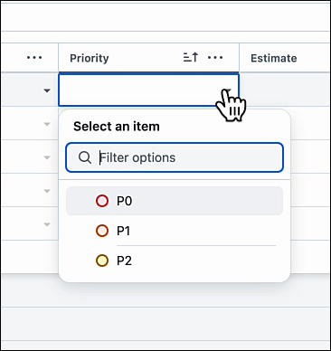 The Priority editor for a PBI