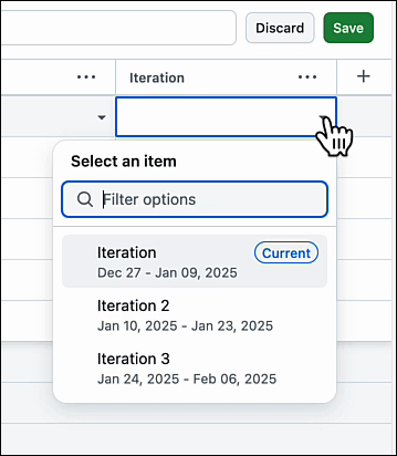 Schedule work using Iterations