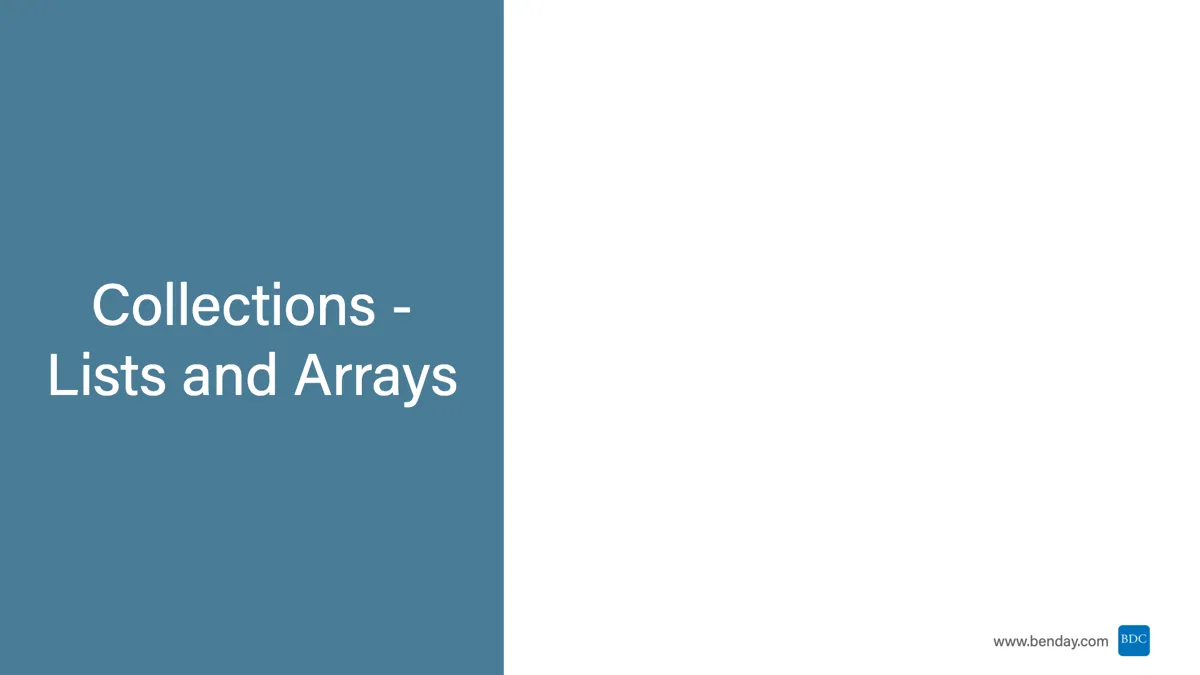 C# Development for Beginners #16: Collections - Lists and Arrays - Managing Groups of Data