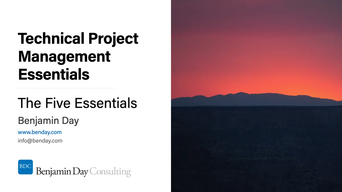 Technical Project Management: Quick Start — The Five Essentials