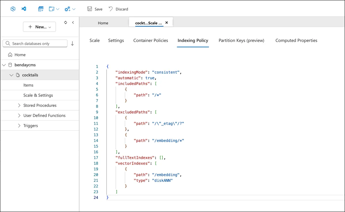 Step 6.2: Save the Indexing Policy