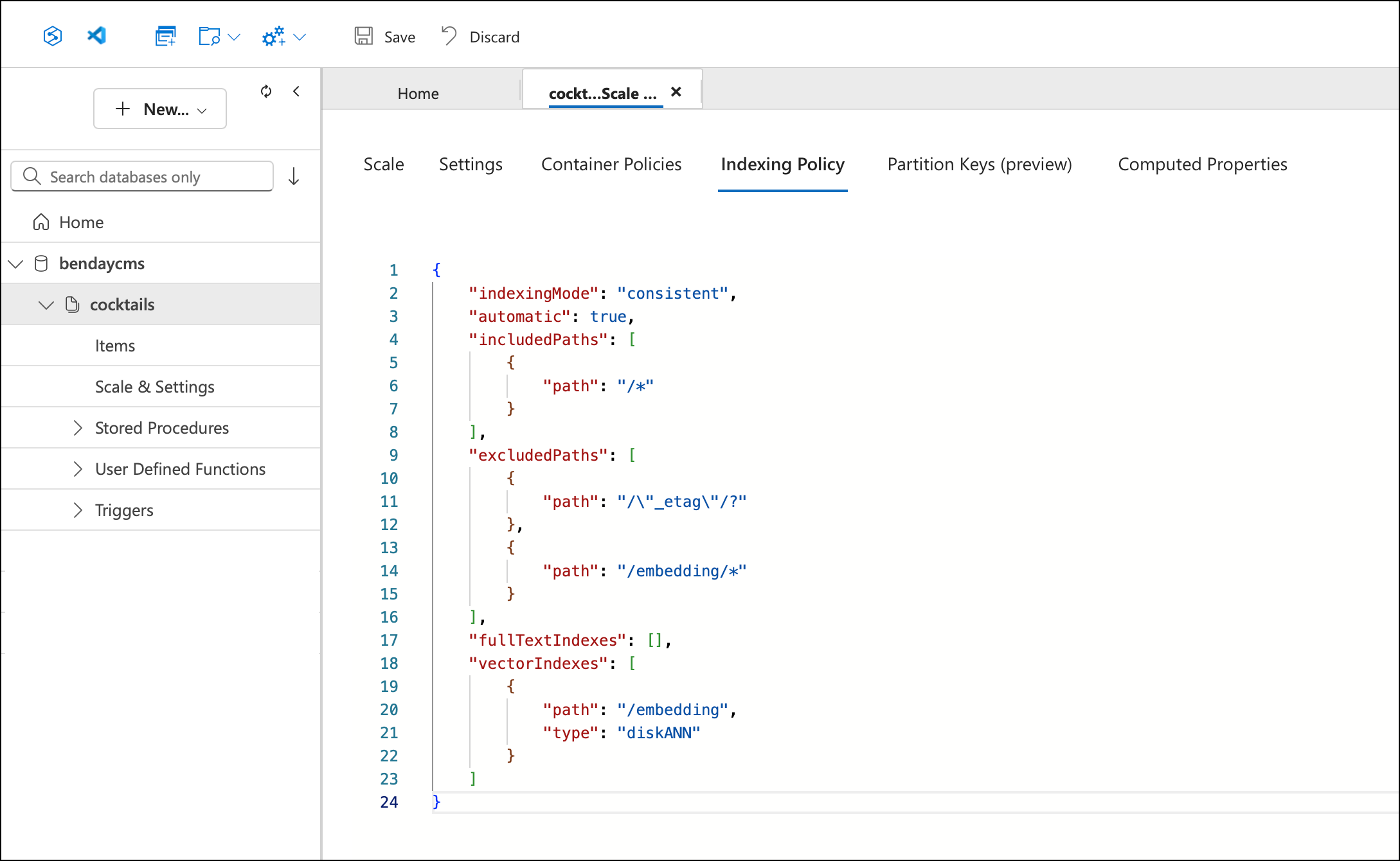 Step 6.2: Save the Indexing Policy